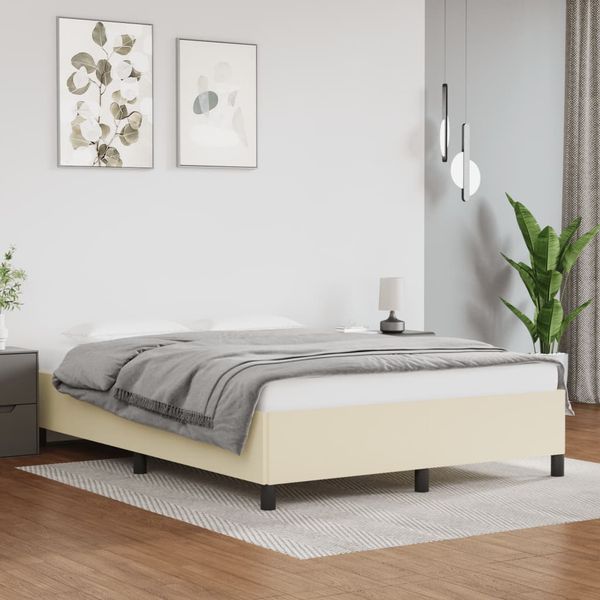 vidaXL Posteľný rám krémový 140x190 cm umelá koža