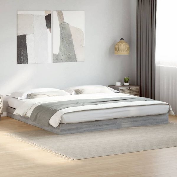 vidaXL Posteľný rám sivý dub sonoma 200x200 cm kompozitné drevo