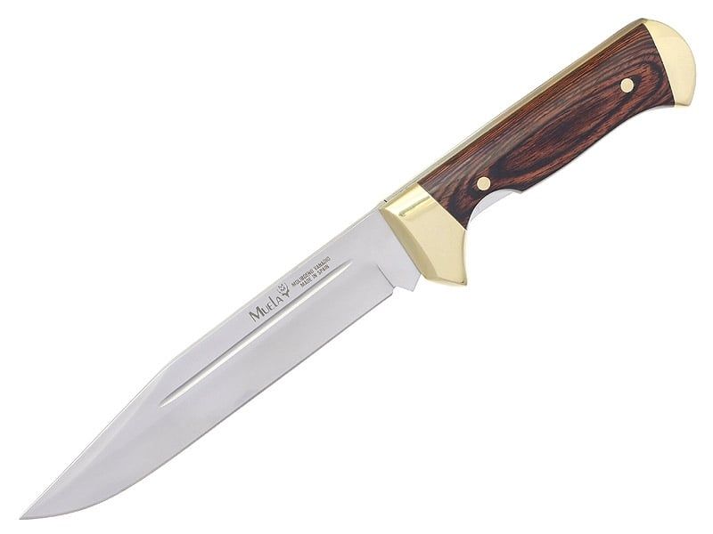 Muela PL-18R špeciálny predlžovací zatvárací nôž 18 cm, drevo Pakka, mosadz, kožené puzdro