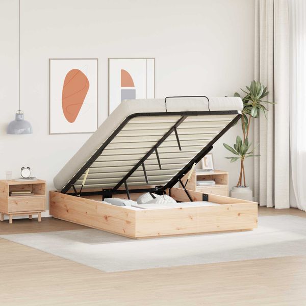 vidaXL Otomanový posteľný rám Prírodná 140 x 190 cm Masívna borovica