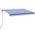 vidaXL Automatická markíza, LED a senzor vetra 350x250 cm, modrá/biela