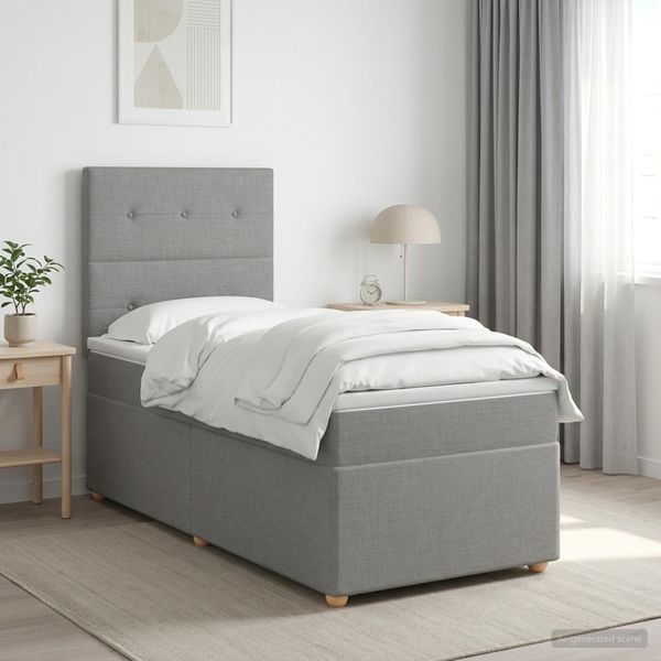 vidaXL LED boxspring posteľ s matracom Svetlosivá 80 x 200 cm Látka