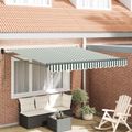vidaXL Sklopná markíza Zelená a biela 350 x 250 cm Polyester a kov
