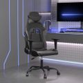 vidaXL Masážna herná stolička čierna a sivá umelá koža
