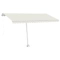 vidaXL Samostatne stojaca ručne zaťahovacia markíza 450x300 cm krémová