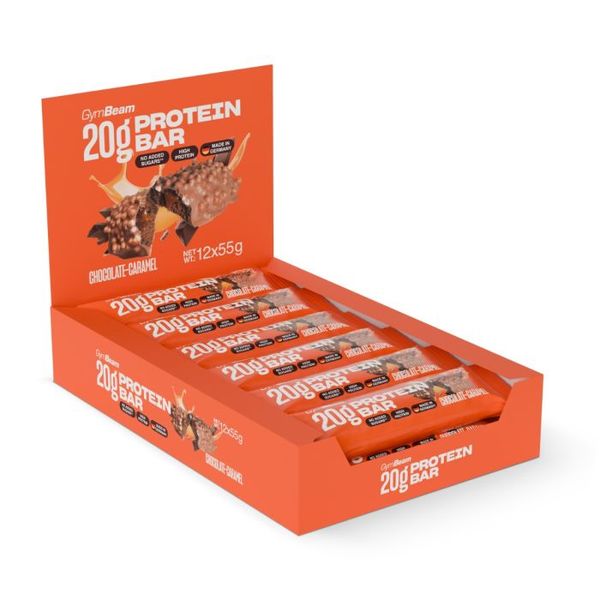 20g Protein bar - GymBeam, čokoláda karamel, 12 x 55 g
