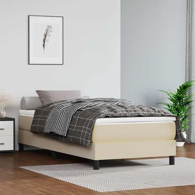 vidaXL Posteľný rám s boxspringom krémový 90x190 cm umelá koža