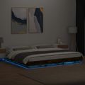 vidaXL Posteľný rám s LED svetlami dymový dub 180x200cm kompoz. drevo