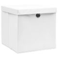 vidaXL Úložné boxy s vekom 4 ks, 28x28x28 cm, biele