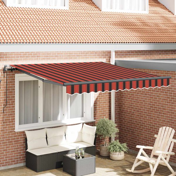 vidaXL Sklopná markíza oranžová a hnedá 300 x 250 cm Tkanina a hliník