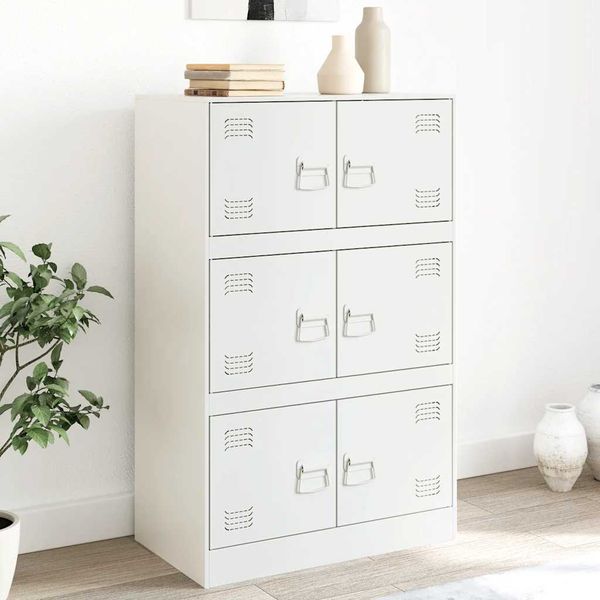 vidaXL Komoda biela 67x39x107 cm oceľová