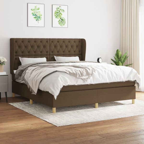 vidaXL Boxspring posteľ s matracom tmavohnedá 160x200 cm látka