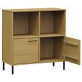 vidaXL Knižnica kovové nohy hnedá 90x35x90,5 cm masívne drevo OSLO