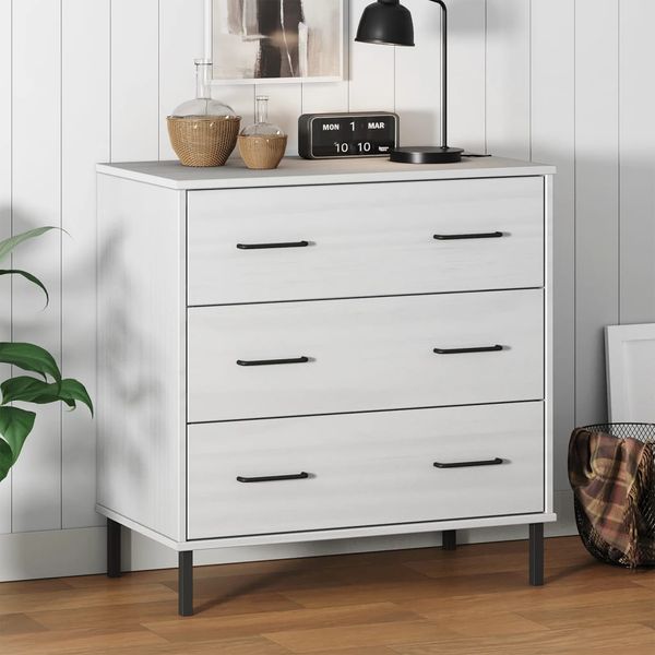 vidaXL Komoda s 3 zásuvkami biela 77x40x79,5 cm masívne drevo OSLO