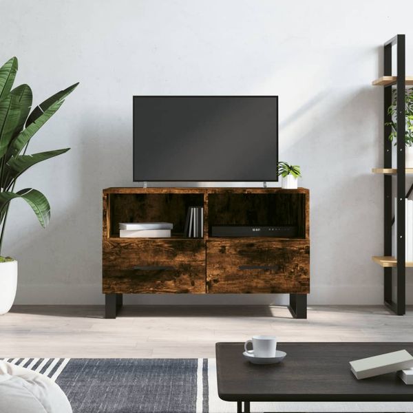 vidaXL TV skrinka dymový dub 80x36x50 cm spracované drevo