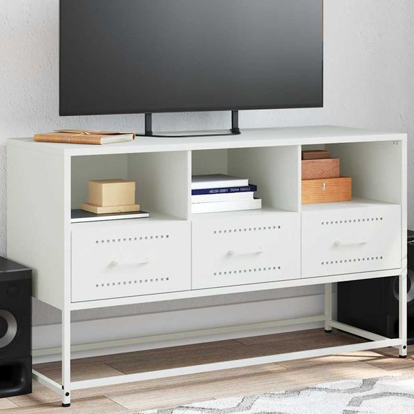 vidaXL TV skrinka biela 100,5x39x60,5 cm oceľ