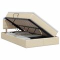 vidaXL LED úložná posteľ s matracom Krémová 120 x 200 cm Látka