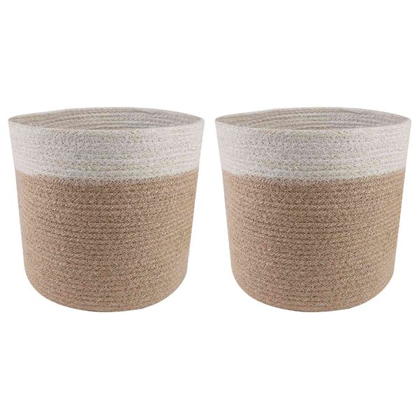 vidaXL Súprava kvetináčov 2 pcs Prírodná a biela Ø 21 x 21 cm