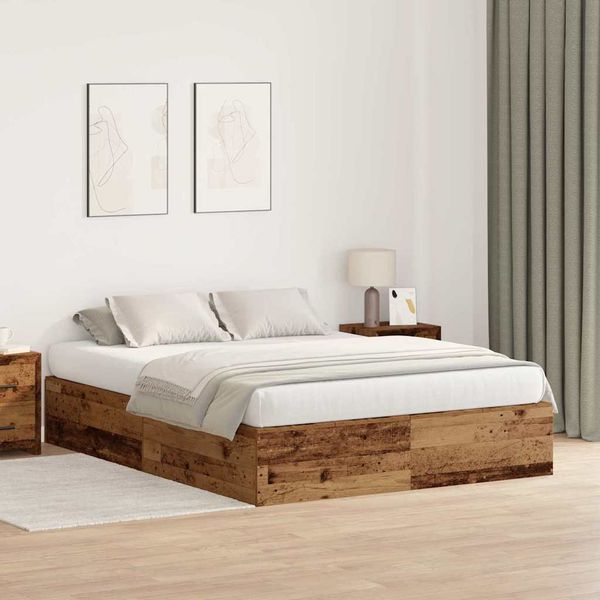 vidaXL Rám postele s úložným prostorem Staré drevo 150 x 200 cm