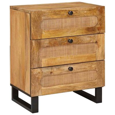vidaXL Nočný stolík Prírodná 50 x 33 x 62 cm Masívne mango drevo