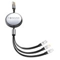 Forever 3v1 kábel USB - Lightning + 2x USB-C 1,2 m 100W čierny