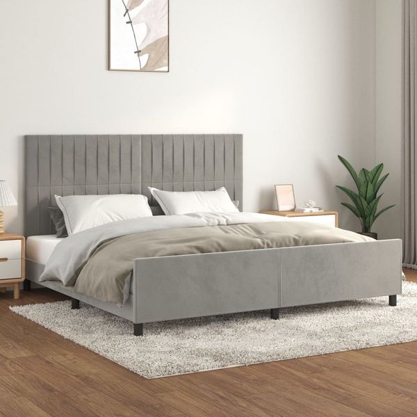 vidaXL Posteľ bez matraca bledosivá 200x200 cm zamat
