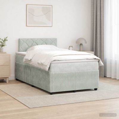 vidaXL Posteľ boxspring s matracom Svetlosivá 120 x 200 cm Zamat