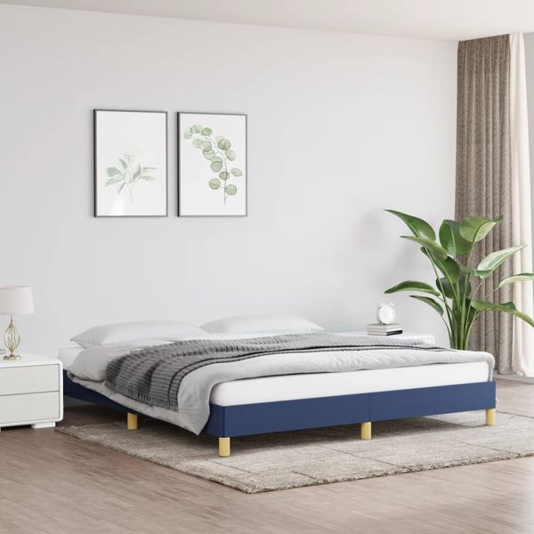 vidaXL Posteľ bez matraca modrý 180x200 cm látka
