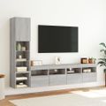 vidaXL 4-dielne TV nástenné skrinky s LED sivé sonoma kompozitné drevo