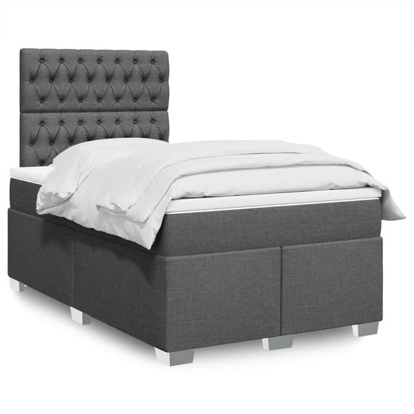 vidaXL Boxspring posteľ s matracom, tmavosivá 120x190 cm, látka