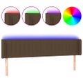 vidaXL Čelo postele s LED tmavohendé 163x16x78/88 cm látka