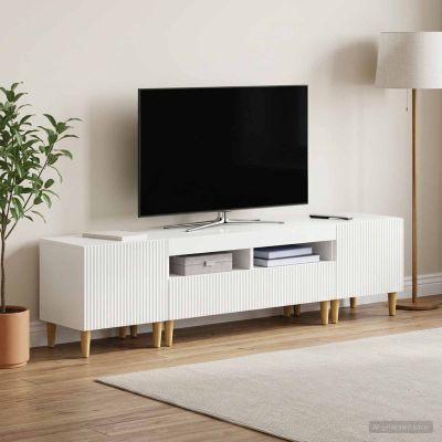 vidaXL 3-dielny LED TV stolík ARNHEM 3 ks Biela s vysokým leskom