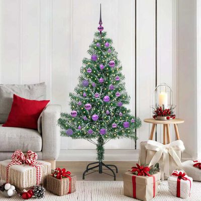 vidaXL Umelý vianočný stromček, snehom obalený, s LED svetlom 150 cm