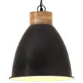 vidaXL Industriálna závesná lampa čierna železo a masívne drevo 35 cm E27