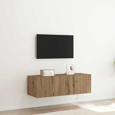 vidaXL TV nástenná skriňa s LED Remeselný dub 100 x 35 x 31 cm