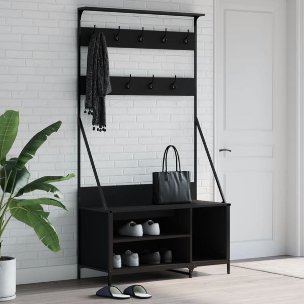 vidaXL Vešiak na šaty so skrinkou na topánky, čierny 100x41x184 cm