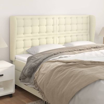 vidaXL Čelo postele so záhybmi krémové 163x23x118/128 cm umelá koža