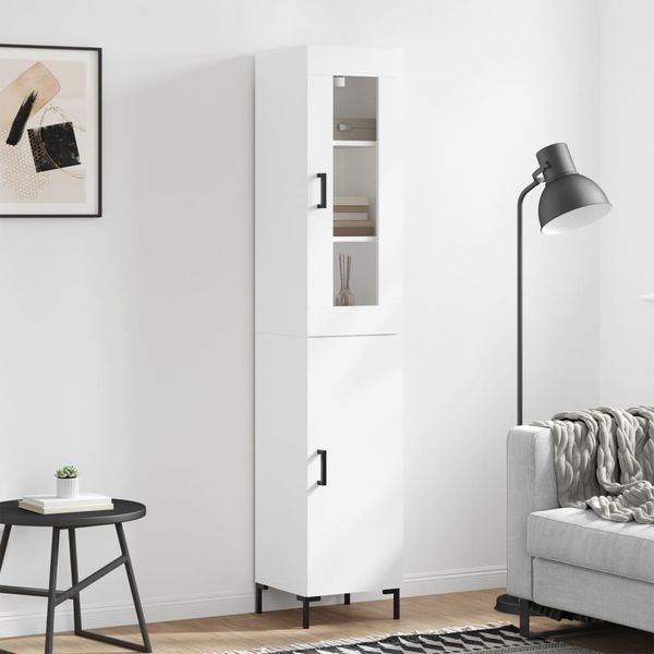 vidaXL Vysoká skrinka biela 34,5x34x180 cm spracované drevo