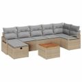 vidaXL Súprava záhradných pohoviek s vankúšom 8 pcs Béžová polyratan