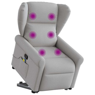 vidaXL Zdvíhacie a sklápacie masážne kreslo oblakšedá látka