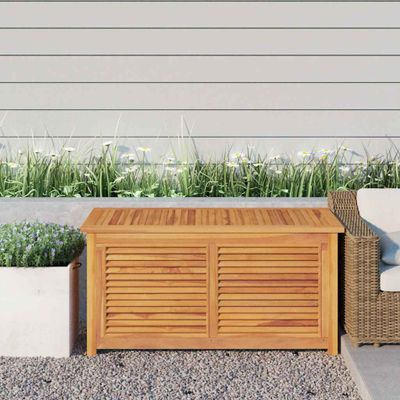 vidaXL Záhradný úložný box s vreckom 114x50x58 cm masívny teak