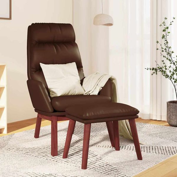 vidaXL Relaxačné kreslo s podnožkou hnedé pravá koža a umelá koža