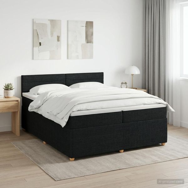 vidaXL Posteľ boxspring s matracom Čierna 200 x 200 cm Látka