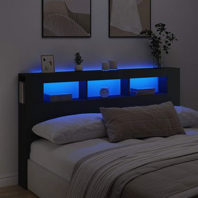 vidaXL Čelo s LED čierne 180x18,5x103,5 cm kompozitné drevo