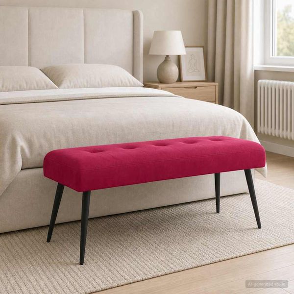 vidaXL Lavica s gombíkovým prešívaním Víno červené 110 x 40 x 46 cm