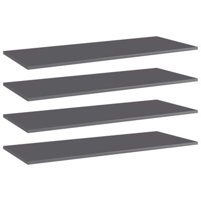 vidaXL Prídavné police 4 ks, lesklé sivé 100x40x1,5 cm, drevotrieska