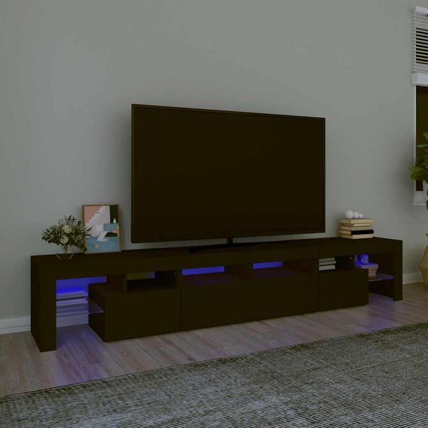 vidaXL TV skrinka s LED svetlami čierna 230x36,5x40 cm