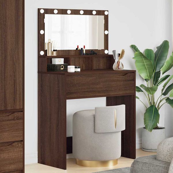 vidaXL Toaletné stolíky do spálne Hnedý dub 80 x 39,6 x 135 cm