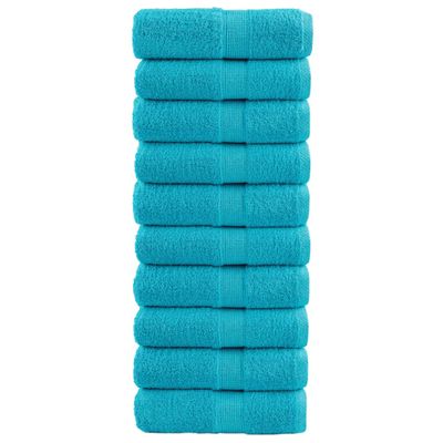 vidaXL Prémiové uteráky pre hostí SOLUND 10 ks tyrkysové 30x50 cm 600 g/m²