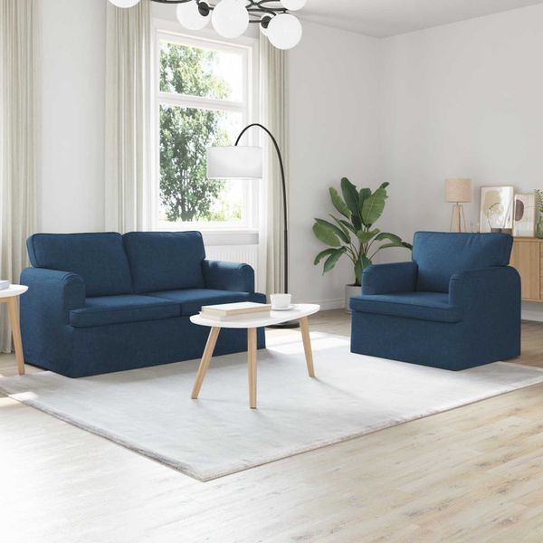 vidaXL Sada pohoviek 2 pcs Modrá 144 x 80 x 85 cm látka